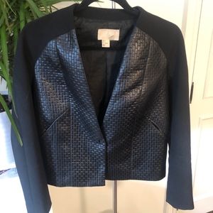 Black Cropped Coat with Contrasting fabrics